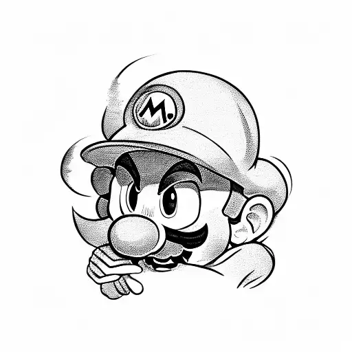 mario bros mushroom melting tattoo design idea