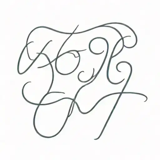 one cursive k and one cursive h  tattoo design idea