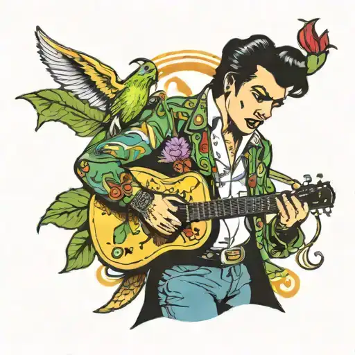 jalepeno dressed like elvis presley singing tattoo design idea