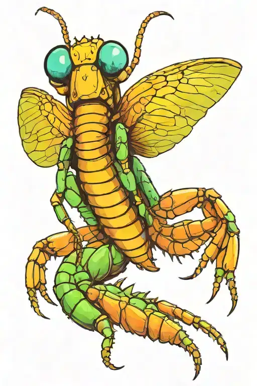 praying mantis shrimp wearing thanos' tattoo design idea