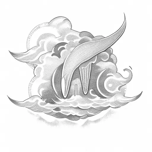 clouds and rays from the sun tattoo design idea