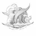 clouds and rays from the sun tattoo design idea