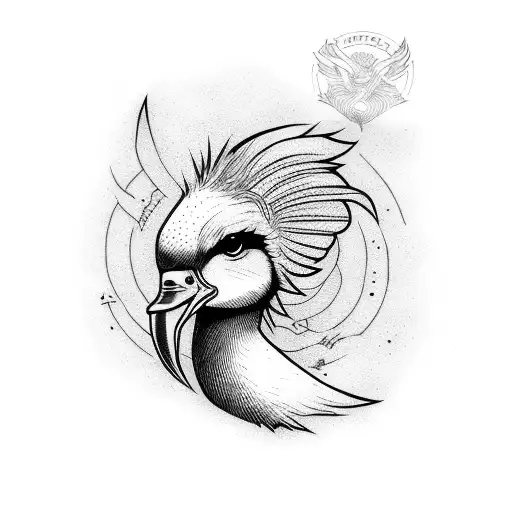 punk duck  tattoo design idea