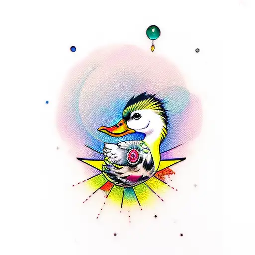 punk Duckling with Mohawk  tattoo design idea