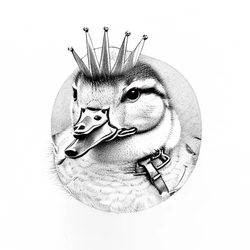 Duckling with Mohawk and spiked collar tattoo design idea