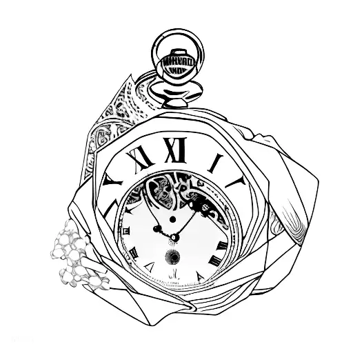 a broken pocket watch tattoo design idea