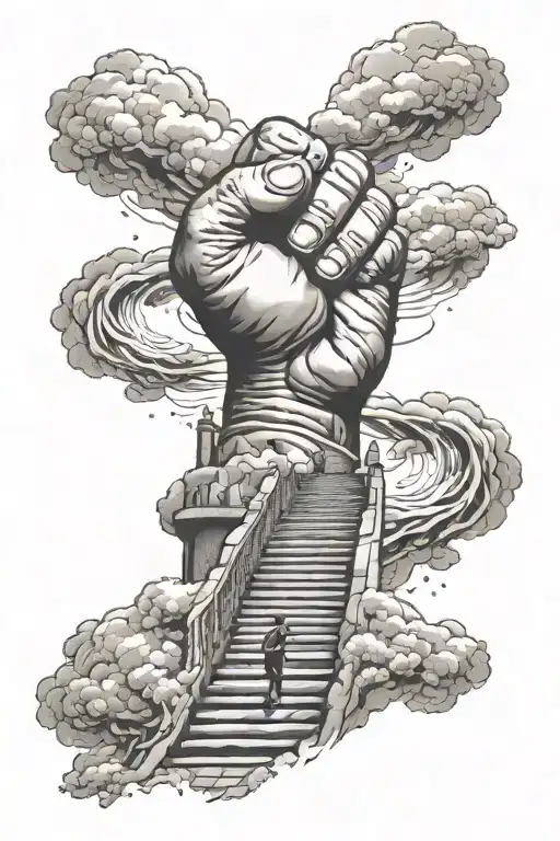 stairway to heaven. fist bumping tattoo design idea