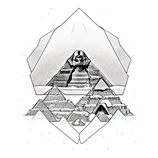 sphinx, pyramid, tattoo design idea