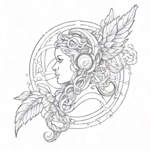 heavenly phone line tattoo design idea