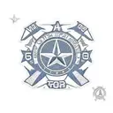 A realistic depiction of a Gmt400 Chevy truck with the US Air Force logo on the side tattoo design idea