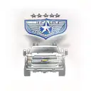 A realistic depiction of a Gmt400 Chevy truck with the US Air Force logo on the side tattoo design idea