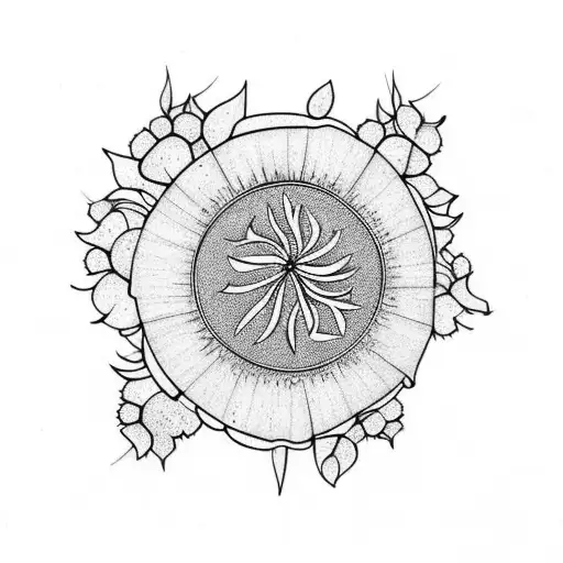 one branch of wormwood with flowers tattoo design idea