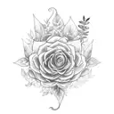 A botanical tattoo featuring tea leaves and plants intertwined with anime elements tattoo design idea