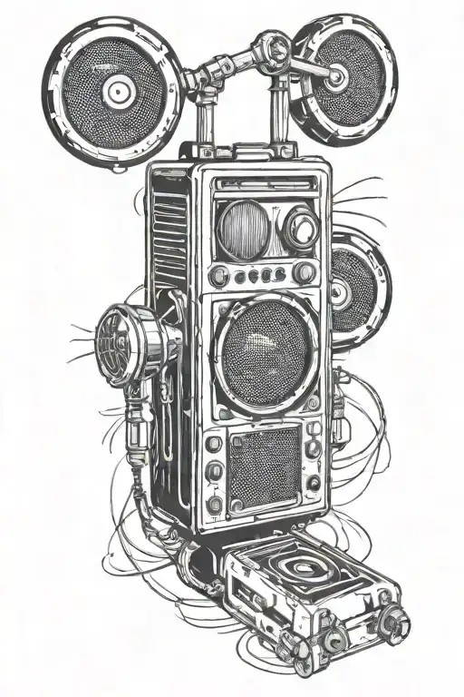 microphone and a boombox tattoo design idea