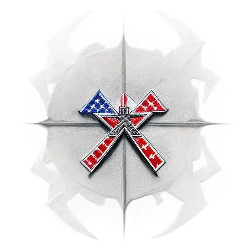 Armenian cross with American flag dropped over it tattoo design idea