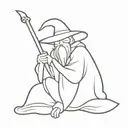wizard with a hat sitting alone tattoo design idea