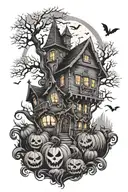 Halloween scene tattoo design idea