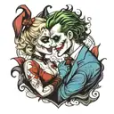 Joker and Harley Quinn love heart tattoo design idea