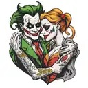 Joker and Harley Quinn love heart tattoo design idea