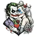 Joker and Harley Quinn love heart tattoo design idea
