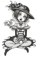 tim burton style girl tattoo design idea