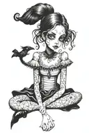 tim burton style girl tattoo design idea