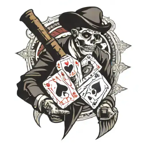 8 Ball with suit of aces and a Russian roulette  tattoo design idea