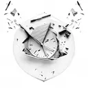 broken watch with falling pieces tattoo design idea