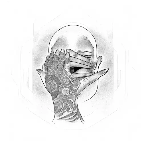 Make three faces getting their ears, mouth, and eyes covered by a hand.  Symboling a code of silence. tattoo design idea