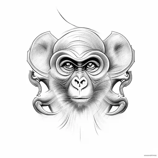 Make a verticle tattoo of three monkey faces, one getting their ears, mouth, and eyes covered tattoo design idea