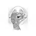 Make three faces getting their ears, mouth, and eyes covered by a hand.  Symboling a code of silence. tattoo design idea