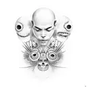 Make three faces getting their ears, mouth, and eyes covered by a hand.  Symboling a code of silence. tattoo design idea