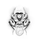 Make me a tattoo that's verticle. It's of three monkey faces with hands covering their eyes, ears, and mouth. It has smo tattoo design idea