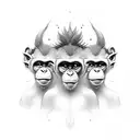 Make me a tattoo that's verticle. It's of three monkey faces with hands covering their eyes, ears, and mouth. It has smo tattoo design idea