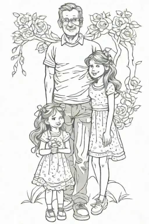 dad and daughters tattoo design idea