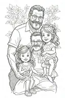 dad and daughters tattoo design idea