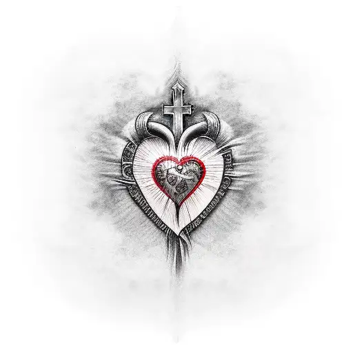 Sacred heart with smoke tattoo design idea