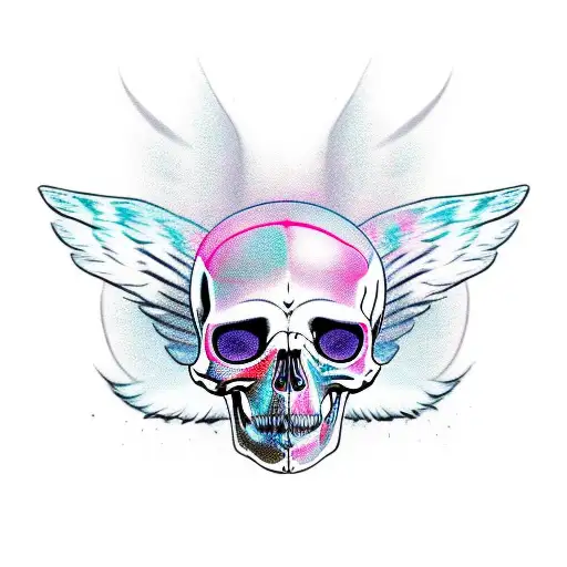 Angel skull candy cat tattoo design idea