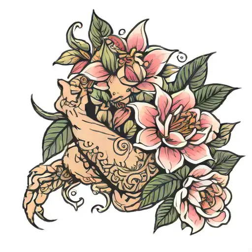 shaka holding flower tattoo design idea