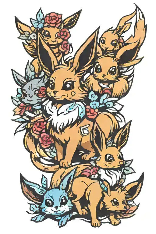 eevee evolutions tattoo design idea