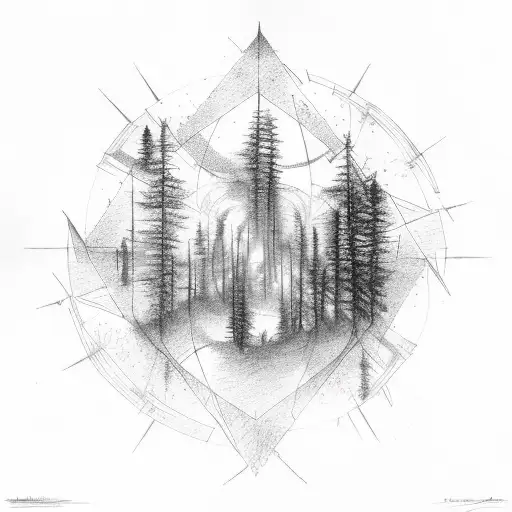a forest fire inside a triangule tattoo design idea