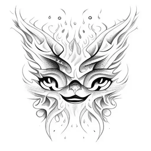 A fire alchemy simbol with a forest in fire inside tattoo design idea