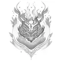 A fire alchemy simbol with a forest in fire inside tattoo design idea