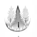 A fire alchemy simbol with a forest in fire inside tattoo design idea