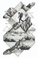 man walking up mountain range tattoo design idea