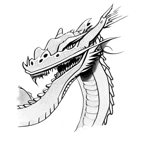 dragon with black hat an beard tattoo design idea
