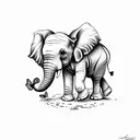 baby elephant with butterfly on trunk tattoo design idea