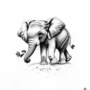 baby elephant with butterfly on trunk tattoo design idea