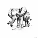 baby elephant with butterfly on trunk tattoo design idea