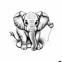 baby elephant with butterfly on trunk tattoo design idea